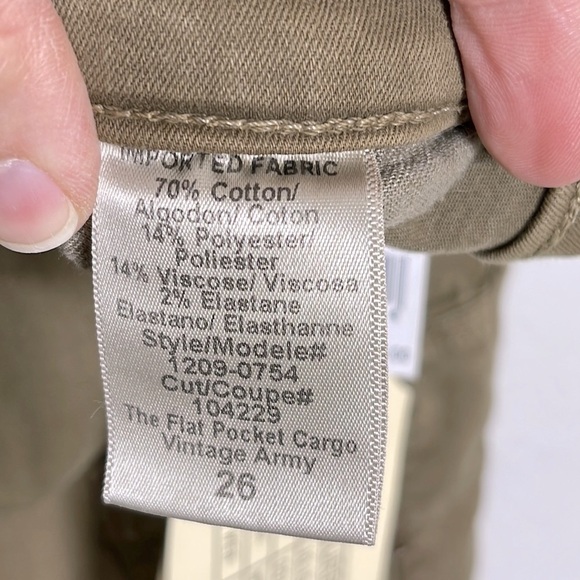 Current/Elliott Flat Pocket Cargo Pants 26 Vintage Army Green Skinny Zip Ankle - Picture 9 of 14